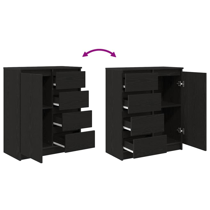 Sideboard mit Schubladen Schwarz Eichen-Optik 71x35x84 cm