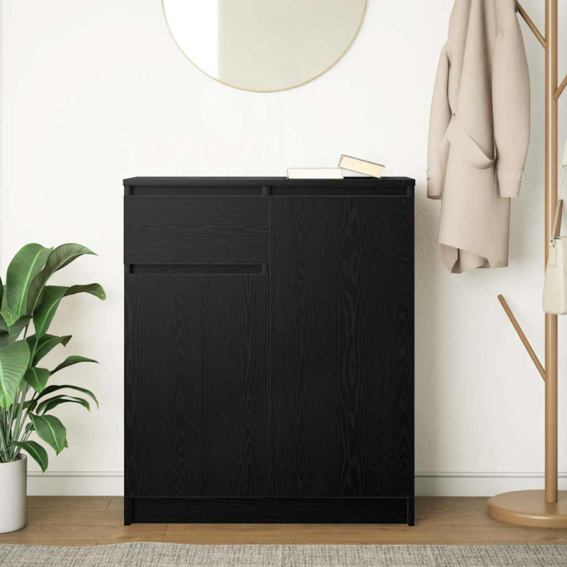 Sideboard mit Schublade Schwarz Eichen-Optik 71x35x84 cm