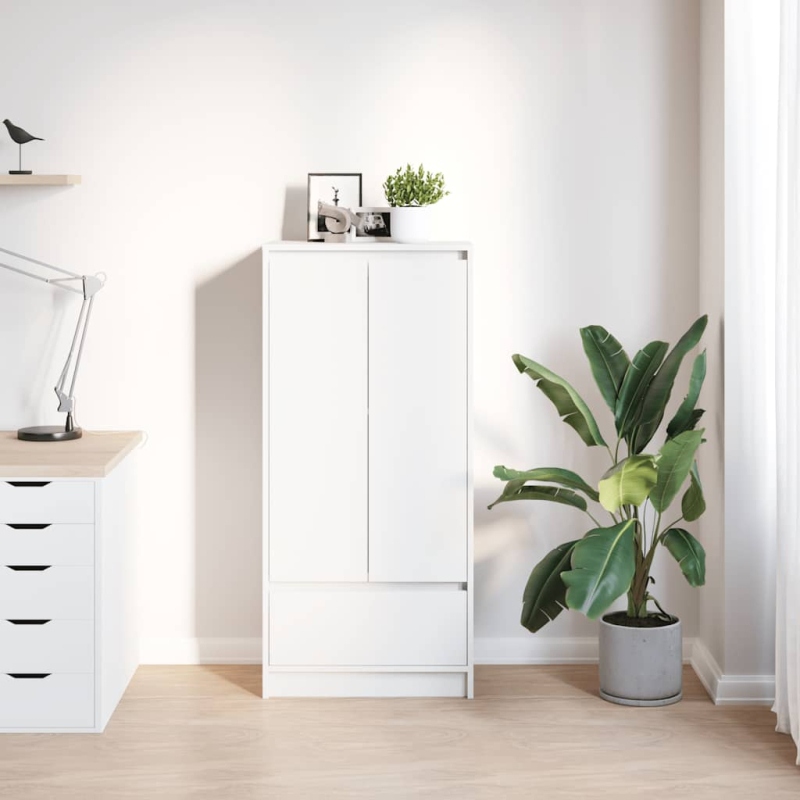 Schrank mit Schublade Weiß 55,5x34x119,5 cm Holzwerkstoff