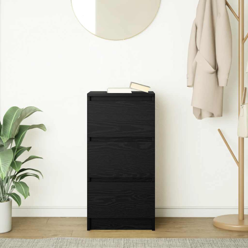 Sideboard Schwarz Eichen-Optik 37,5x35x76 cm Holzwerkstoff