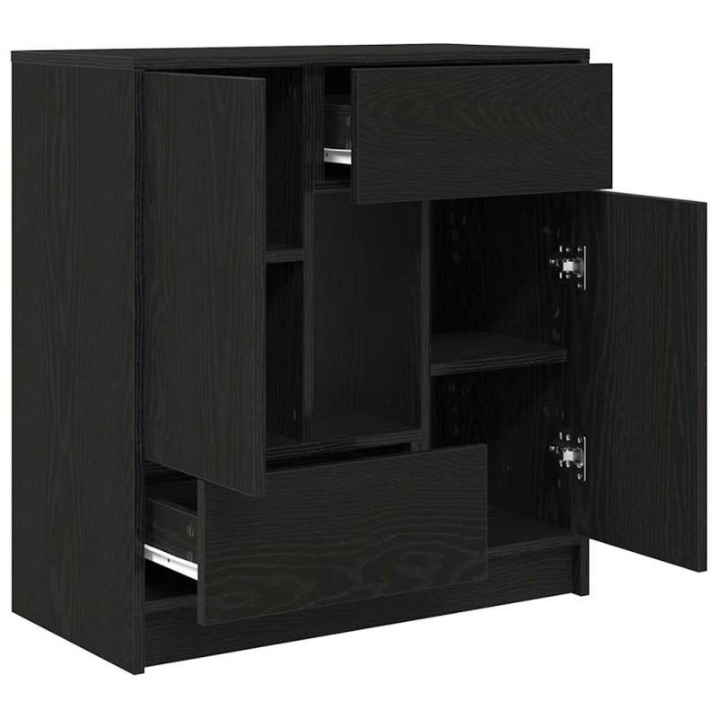 Sideboard mit Schubladen und Türen Schwarz Eichen-Optik