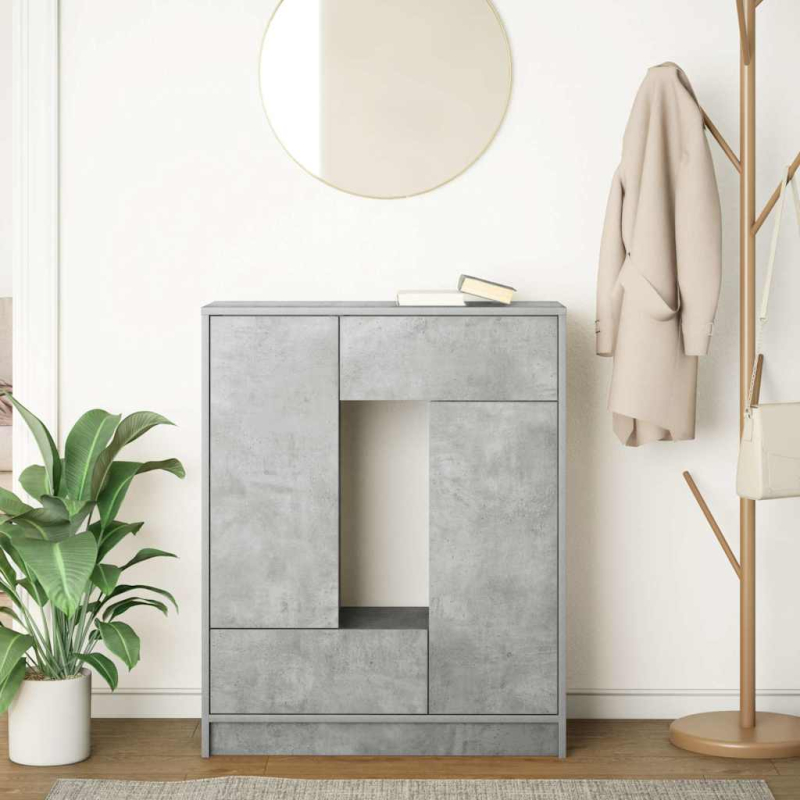 Sideboard mit Schubladen und Türen Betongrau 73x31x90 cm