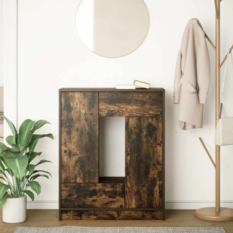 Sideboard mit Schubladen und Türen Räuchereiche 73x31x90 cm