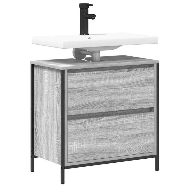 Waschbeckenunterschrank mit Schubladen Grau Sonoma 60x34,5x60cm