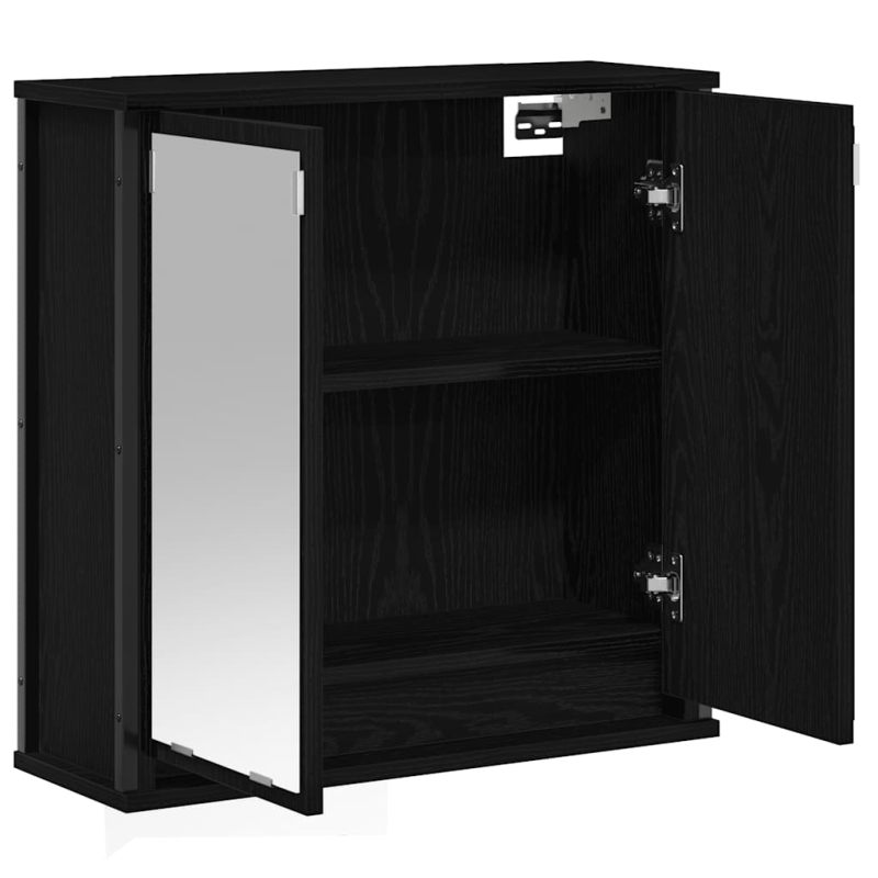 Bad-Wandschrank mit Spiegel Schwarz Eichen-Optik 60x21x60 cm