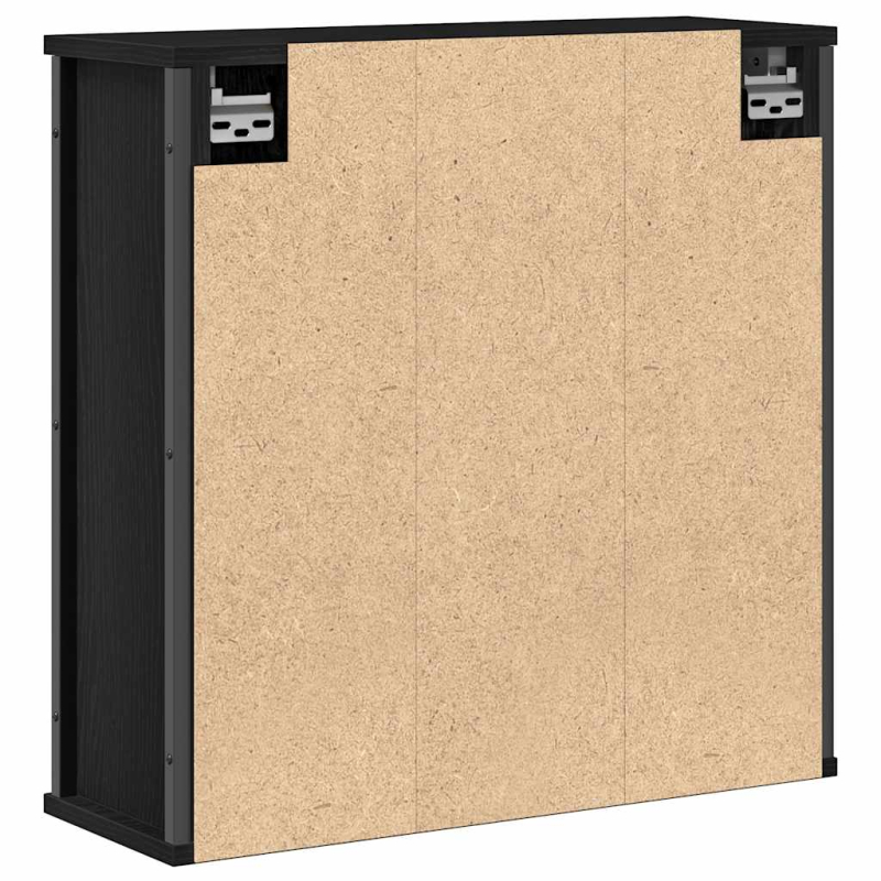 Bad-Wandschrank mit Spiegel Schwarz Eichen-Optik 60x21x60 cm