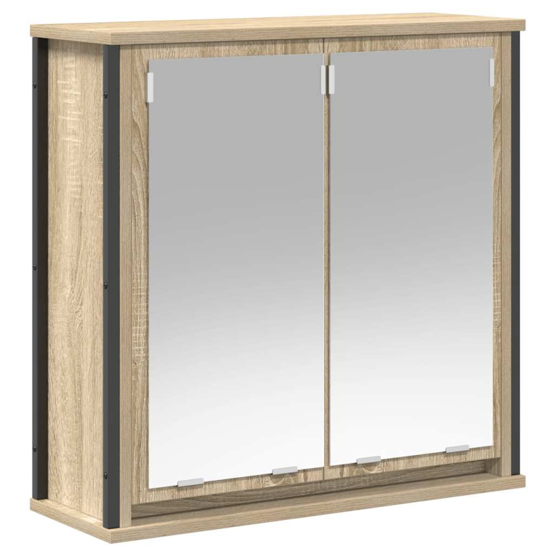 Bad-Wandschrank mit Spiegel Sonoma-Eiche 60x21x60 cm