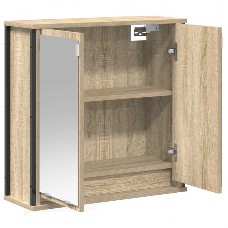 Bad-Wandschrank mit Spiegel Sonoma-Eiche 60x21x60 cm