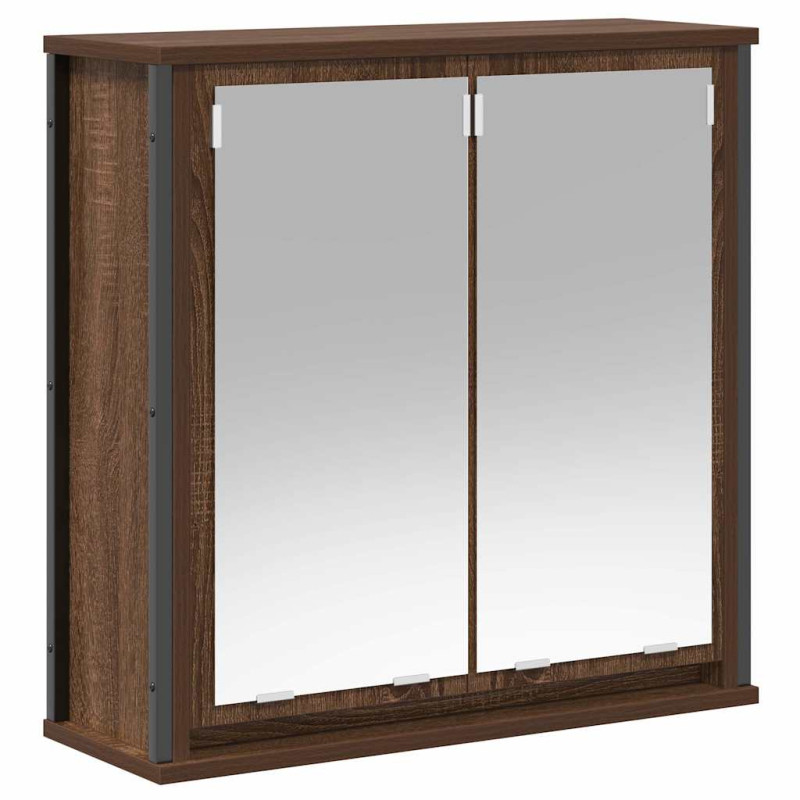 Bad-Wandschrank mit Spiegel Braun Eichen-Optik 60x21x60 cm