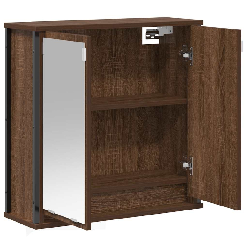 Bad-Wandschrank mit Spiegel Braun Eichen-Optik 60x21x60 cm