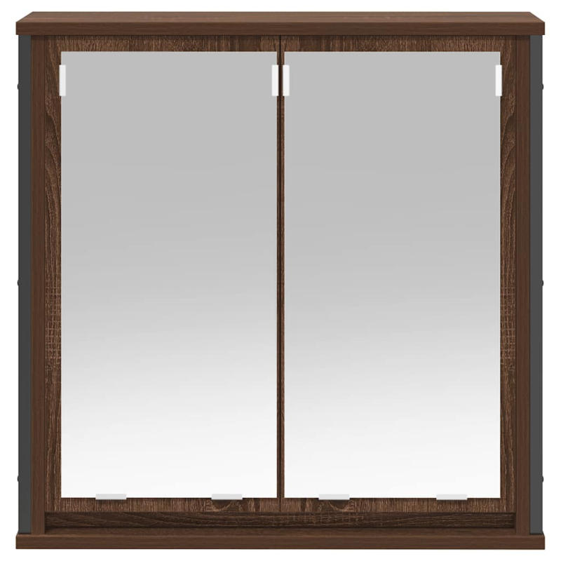 Bad-Wandschrank mit Spiegel Braun Eichen-Optik 60x21x60 cm