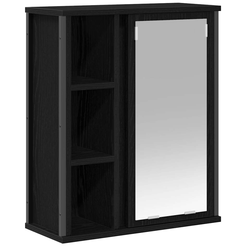 Bad-Wandschrank mit Spiegel Schwarz Eichen-Optik 50x21x60 cm