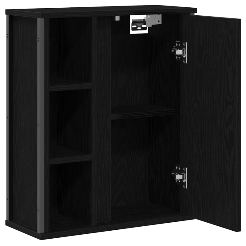 Bad-Wandschrank mit Spiegel Schwarz Eichen-Optik 50x21x60 cm