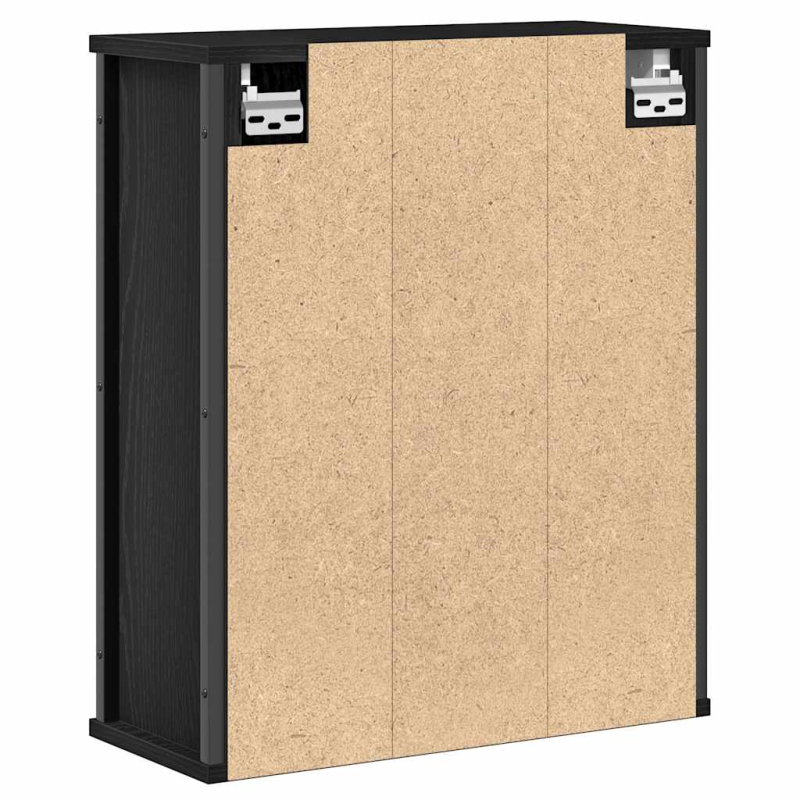 Bad-Wandschrank mit Spiegel Schwarz Eichen-Optik 50x21x60 cm