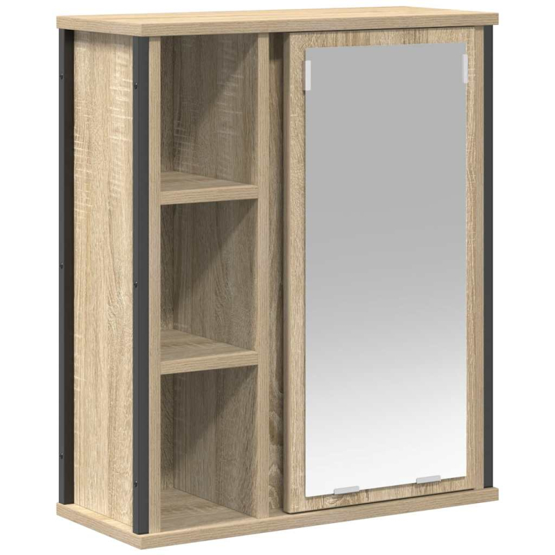 Bad-Wandschrank mit Spiegel Sonoma-Eiche 50x21x60 cm