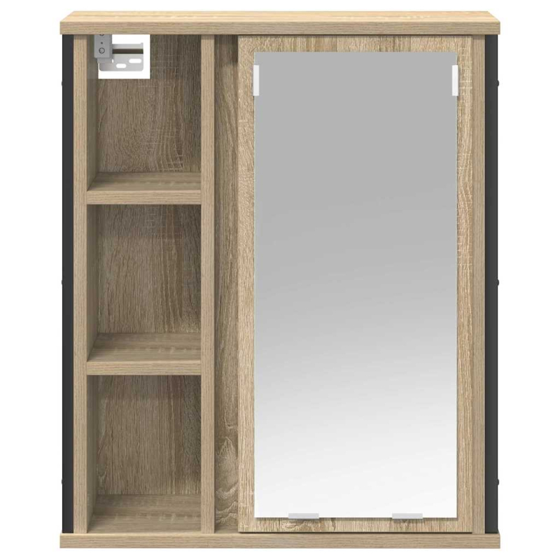 Bad-Wandschrank mit Spiegel Sonoma-Eiche 50x21x60 cm