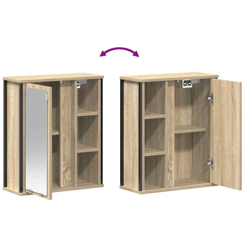 Bad-Wandschrank mit Spiegel Sonoma-Eiche 50x21x60 cm