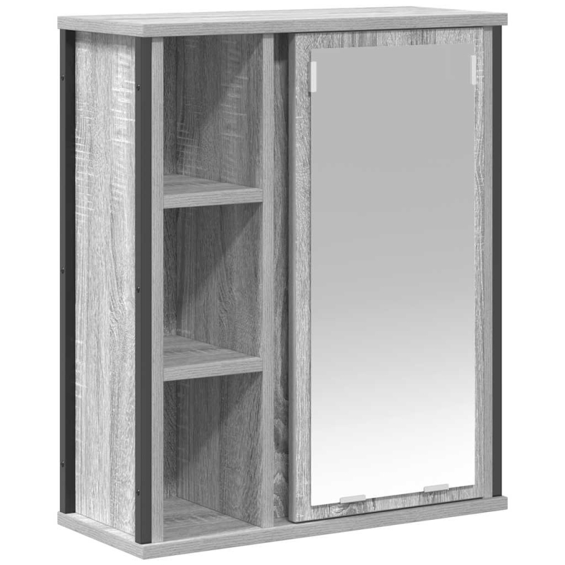 Bad-Wandschrank mit Spiegel Grau Sonoma 50x21x60 cm