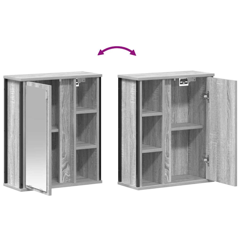 Bad-Wandschrank mit Spiegel Grau Sonoma 50x21x60 cm