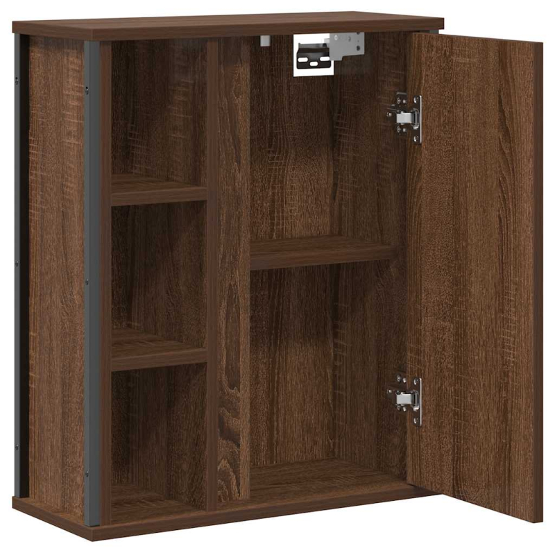 Bad-Wandschrank mit Spiegel Braun Eichen-Optik 50x21x60 cm