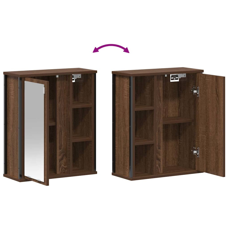 Bad-Wandschrank mit Spiegel Braun Eichen-Optik 50x21x60 cm