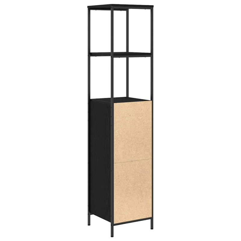 Badschrank mit Regalen Schwarz Eichen-Optik 36x35x165 cm