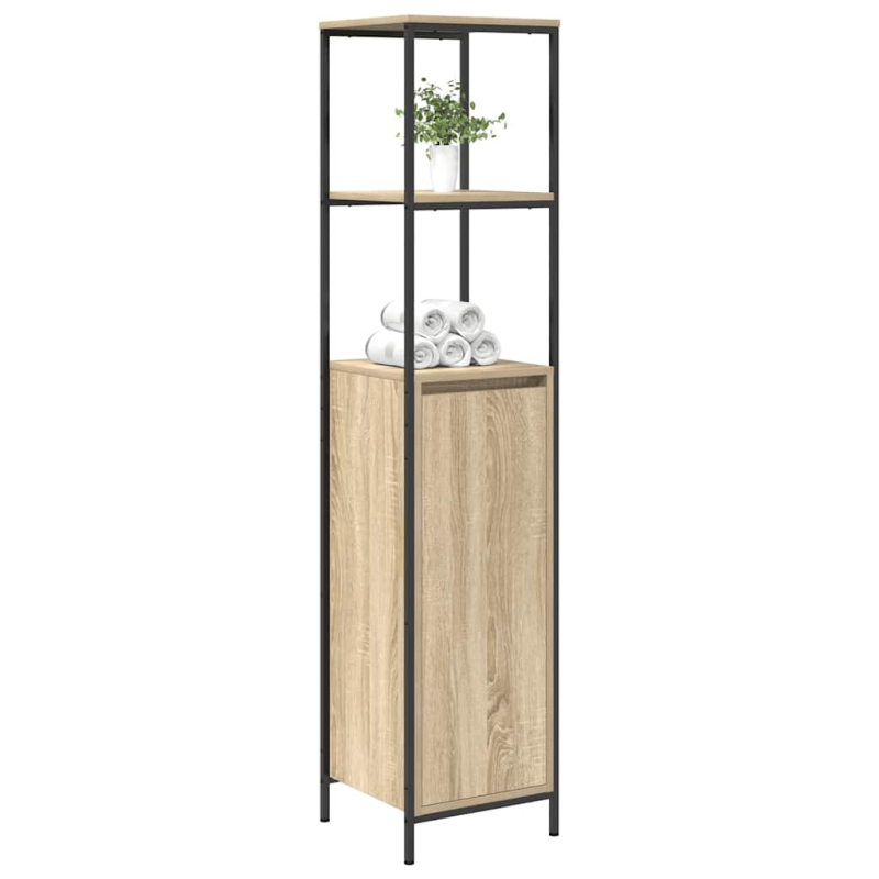 Badschrank mit Regalen Sonoma-Eiche 36x35x165 cm