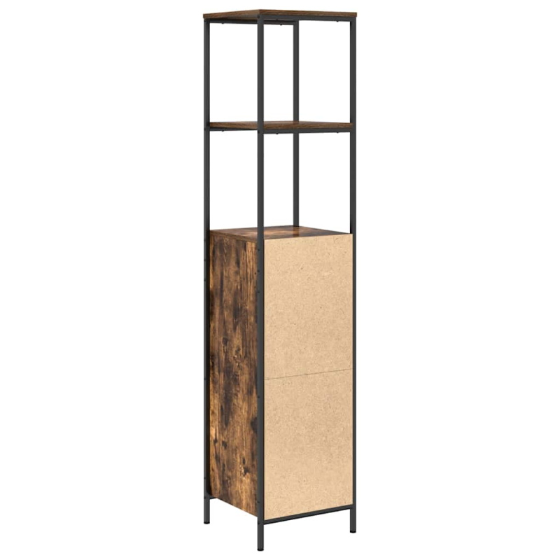 Badschrank mit Regalen Räuchereiche 36x35x165 cm