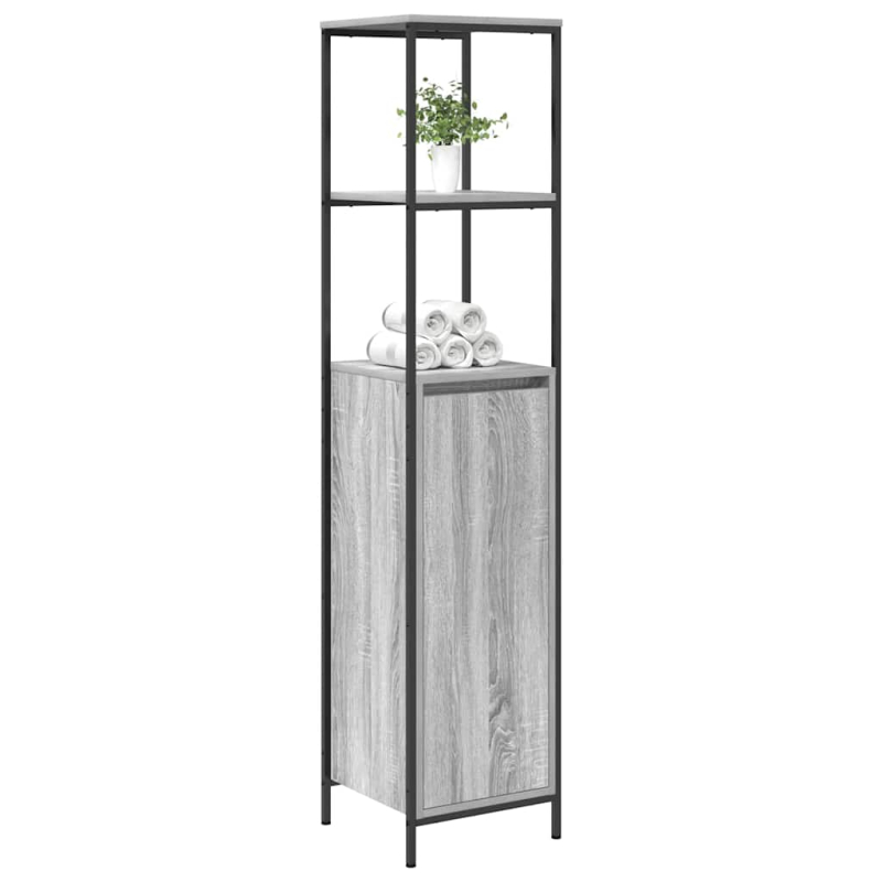 Badschrank mit Regalen Grau Sonoma 36x35x165 cm