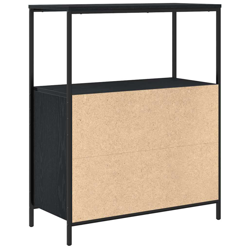 Badschrank mit Regalen Schwarz Eichen-Optik 76,5x35x95 cm