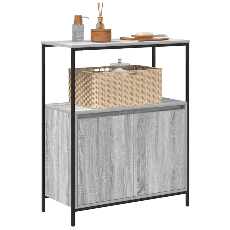 Badschrank mit Regalen Grau Sonoma 76,5x35x95 cm