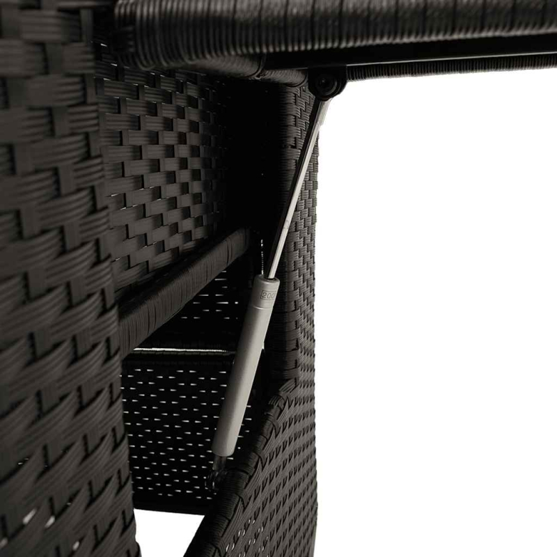 Gartensessel mit Beistelltisch Verstellbar Schwarz Poly Rattan