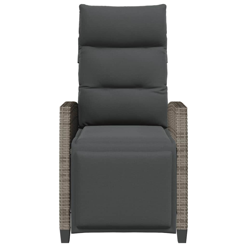 Gartensessel mit Beistelltisch Verstellbar Grau Poly Rattan