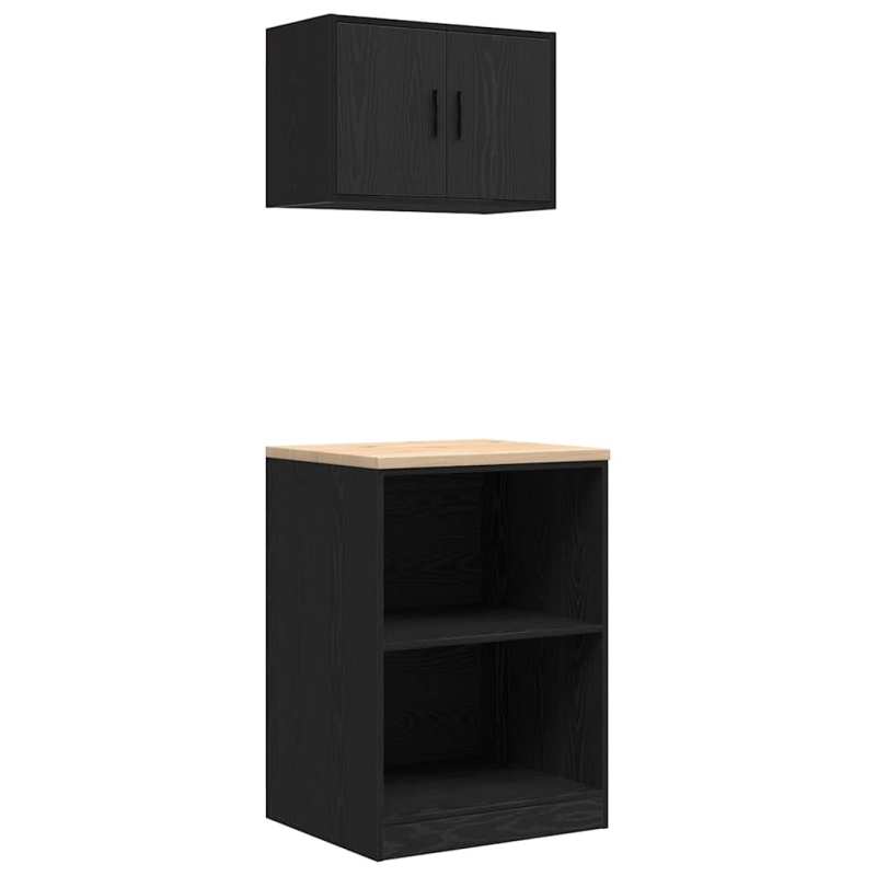Garagenschränke 2 Stk. Schwarz Holzwerkstoff