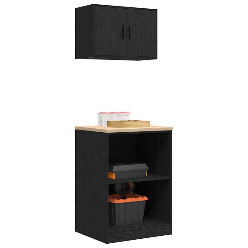 Garagenschränke 2 Stk. Schwarz Holzwerkstoff