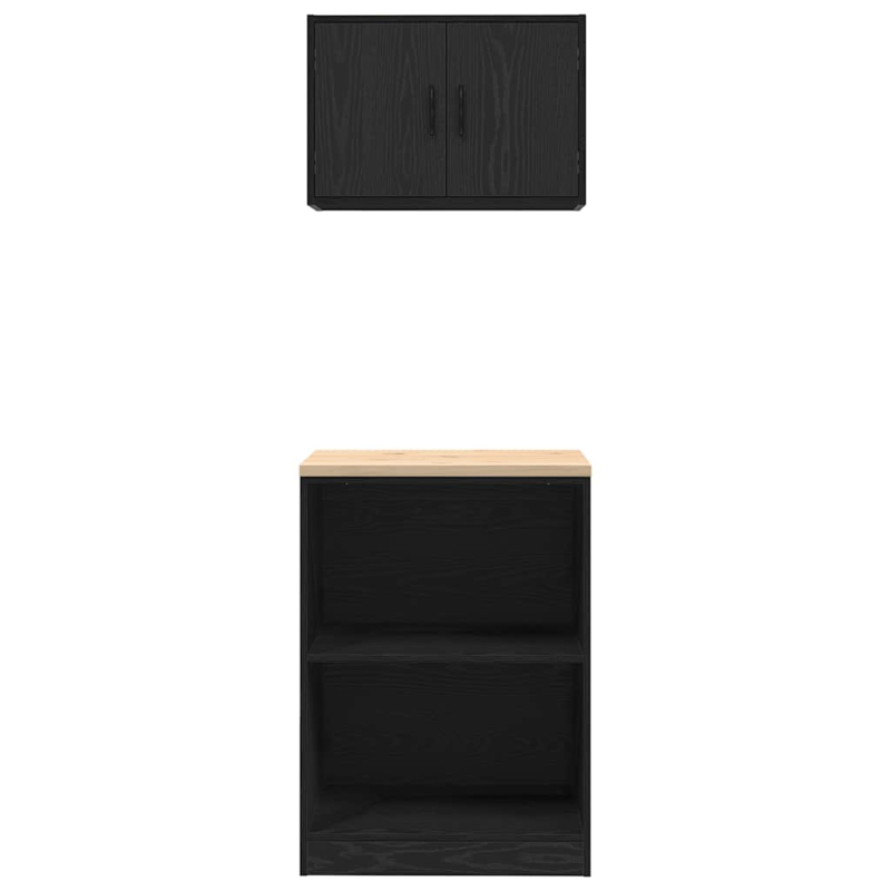 Garagenschränke 2 Stk. Schwarz Holzwerkstoff