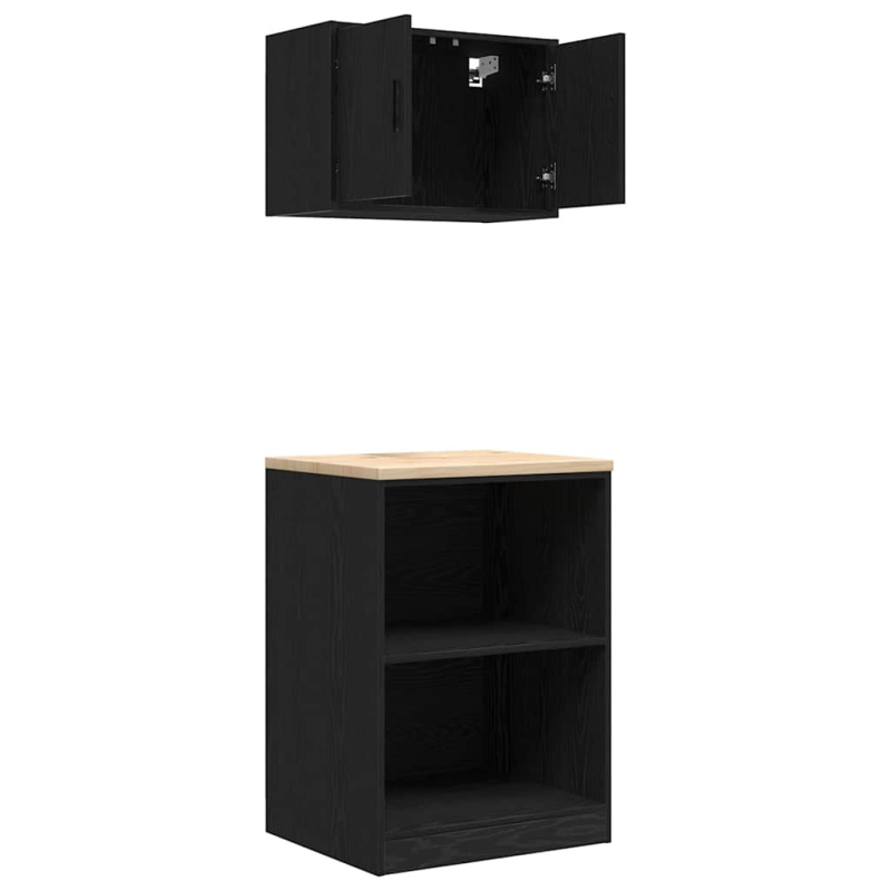 Garagenschränke 2 Stk. Schwarz Holzwerkstoff