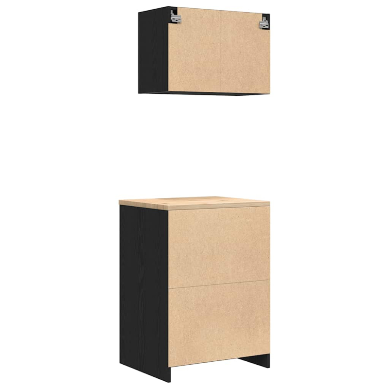Garagenschränke 2 Stk. Schwarz Holzwerkstoff