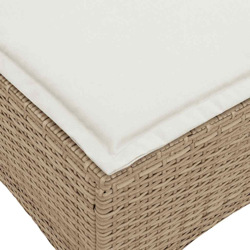 Gartenhocker mit Kissen 2 Stk. Beige 55x55x36 cm Poly Rattan