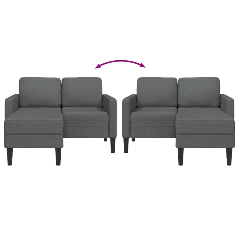 2-Sitzer-Sofa mit Chaiselongue L-Form Dunkelgrau 125 cm Stoff