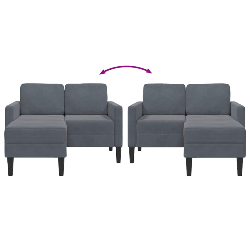 2-Sitzer-Sofa mit Chaiselongue L-Form Dunkelgrau 125 cm Samt
