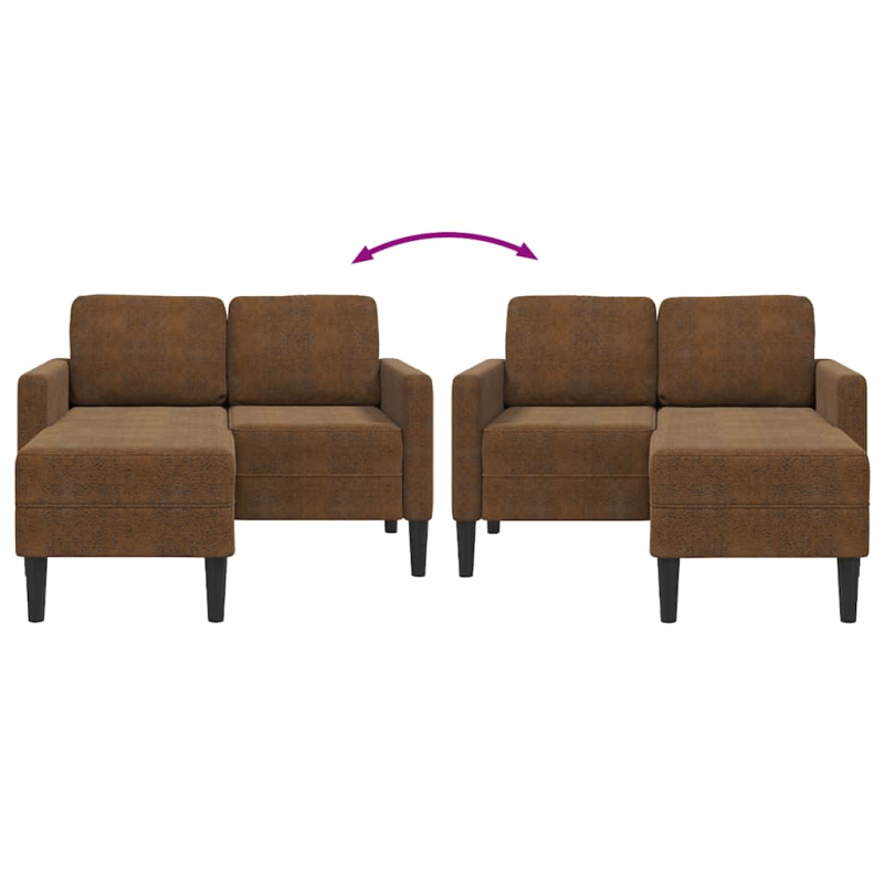 2-Sitzer-Sofa mit Chaiselongue L-Form Braun 125 cm Kunstleder