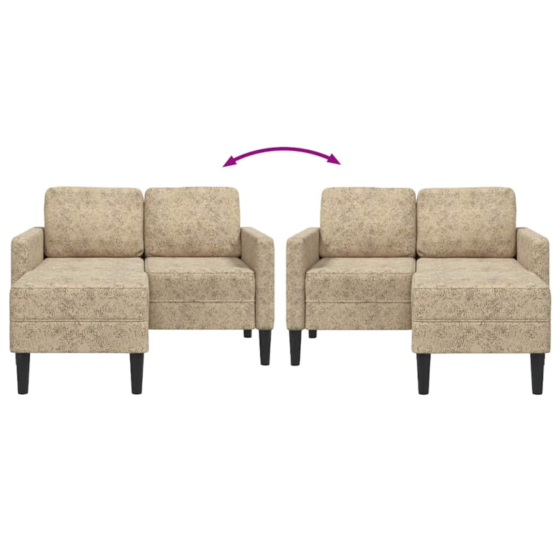 2-Sitzer-Sofa mit Chaiselongue L-Form Hellgrau 125cm Kunstleder