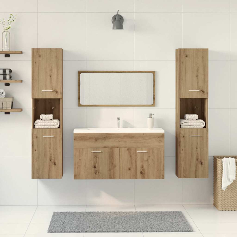 4-tlg. Badmöbel-Set Artisan-Eiche Holzwerkstoff