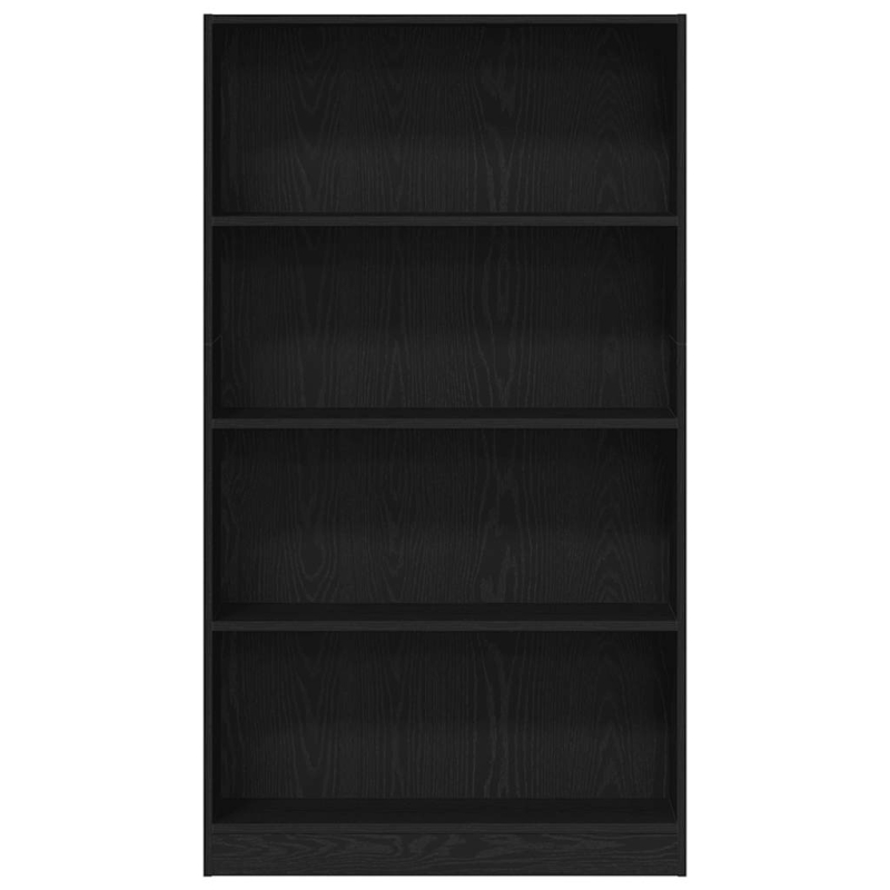 Bücherregal 4 Fächer Schwarz Eichen-Optik 80x24x143 cm