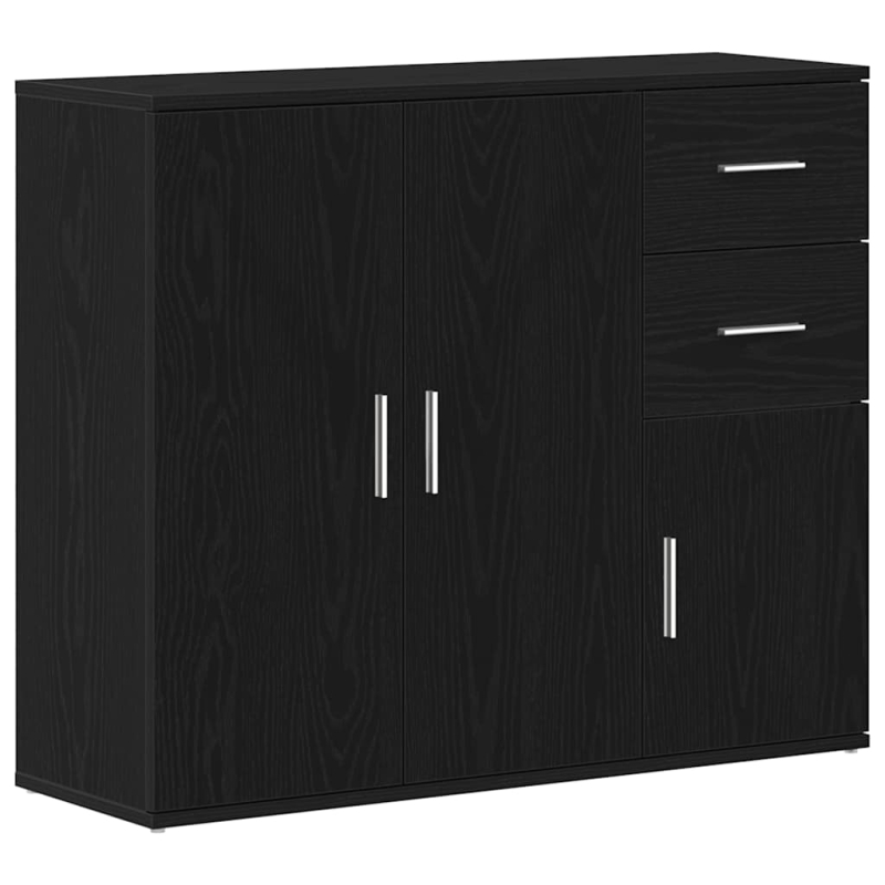 Sideboard Schwarz Eichen-Optik 91x29,5x75 cm Holzwerkstoff