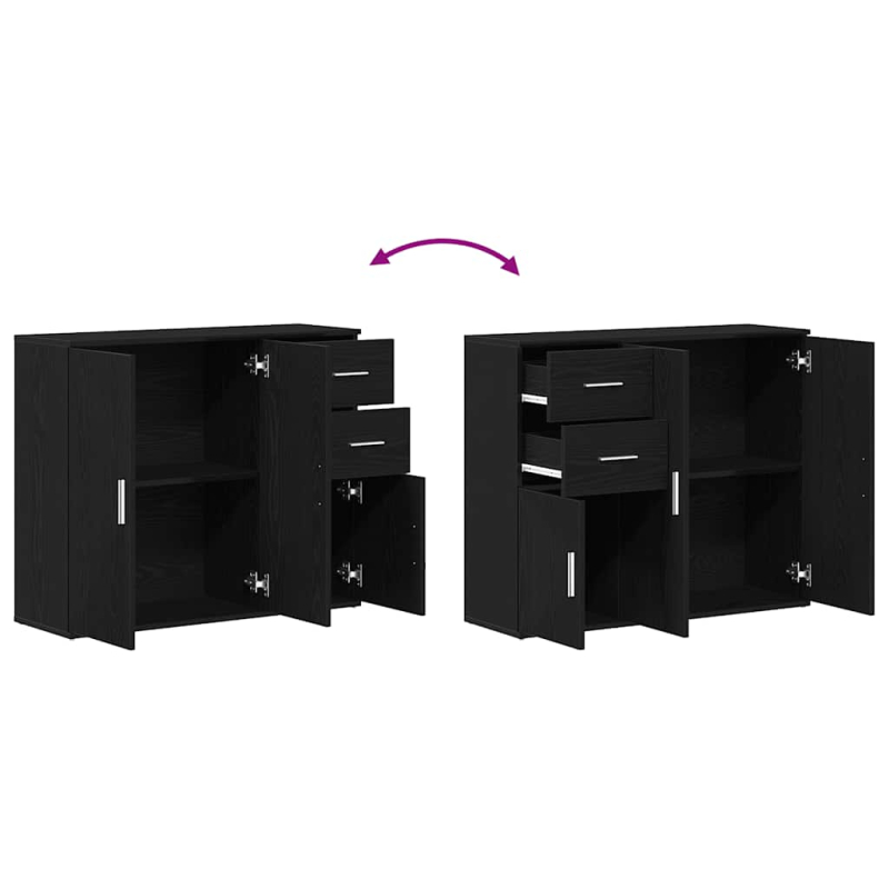 Sideboard Schwarz Eichen-Optik 91x29,5x75 cm Holzwerkstoff