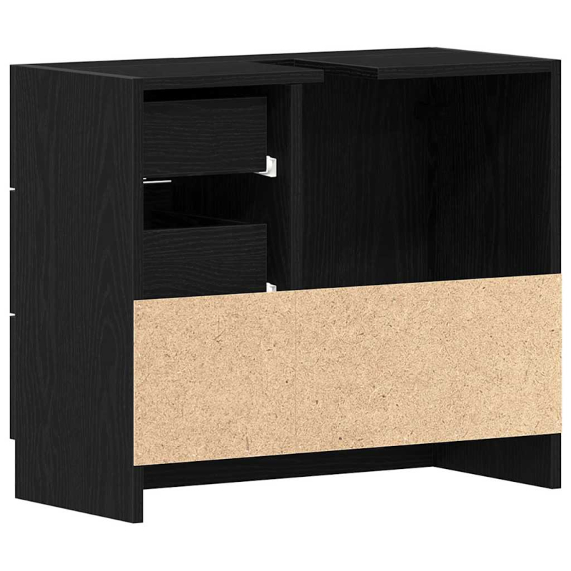 Waschbeckenunterschrank Schwarz Eichen-Optik 63x30x54 cm