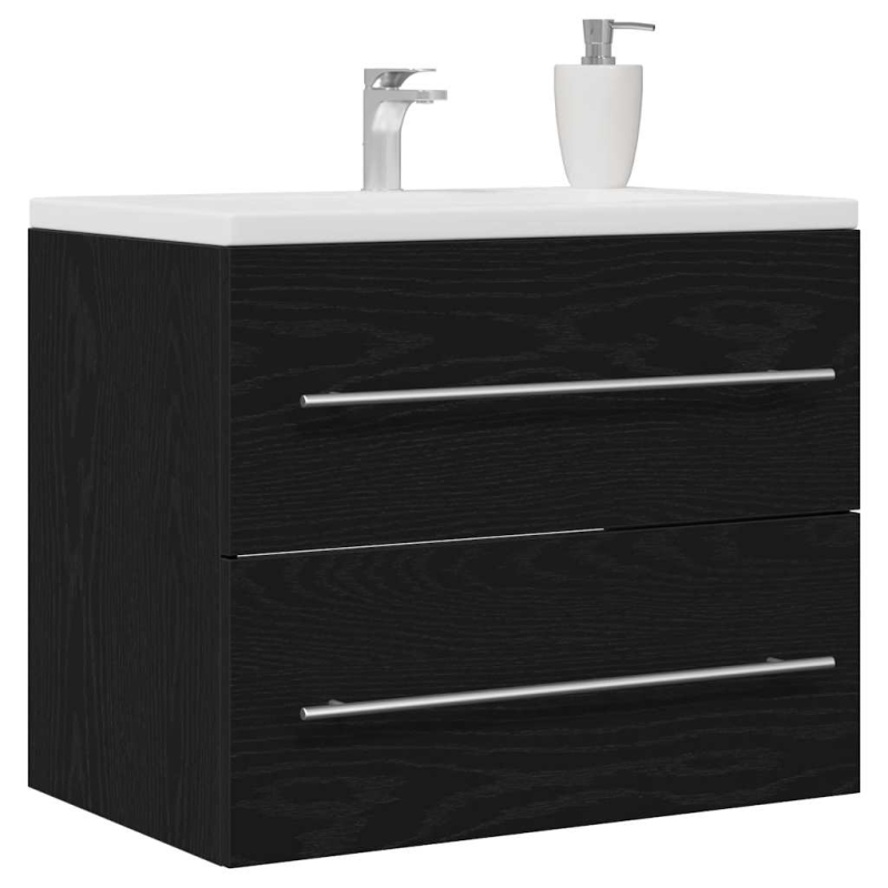 Waschbeckenunterschrank Schwarz Eichen-Optik 60x38,5x48 cm