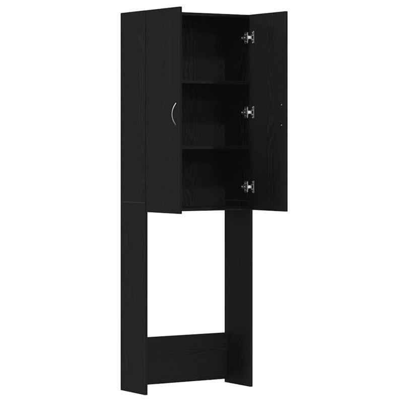 Waschmaschinenschrank Schwarz Eichen-Optik 64x25,5x190 cm